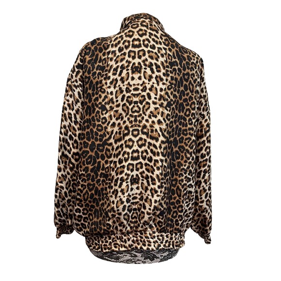Vintage 90s Fuda‎ International Bomber Jacket Silk Long Sleeve Leopard Retro 1X - Picture 2 of 13